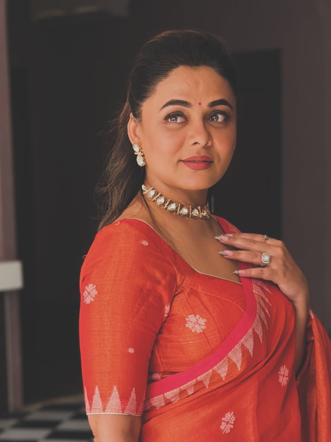 Prarthana Behere Orange Saree Look