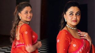 Prarthana Behere Orange Saree Look