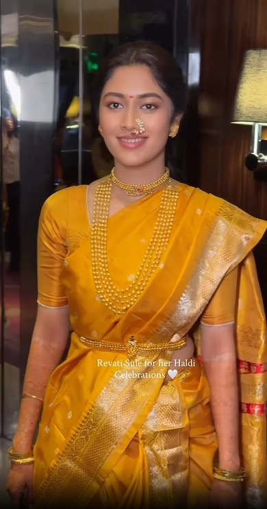 Revati Sule Haladi Look Yellow Nauvari Saree