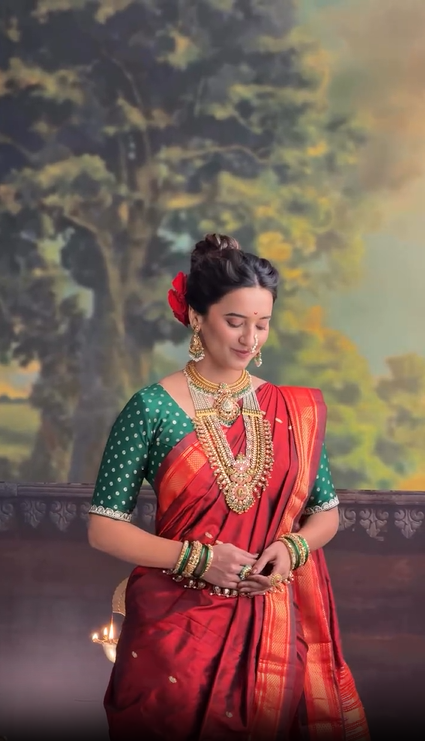 Shivani Surve Paithani Nauvari Saree Look