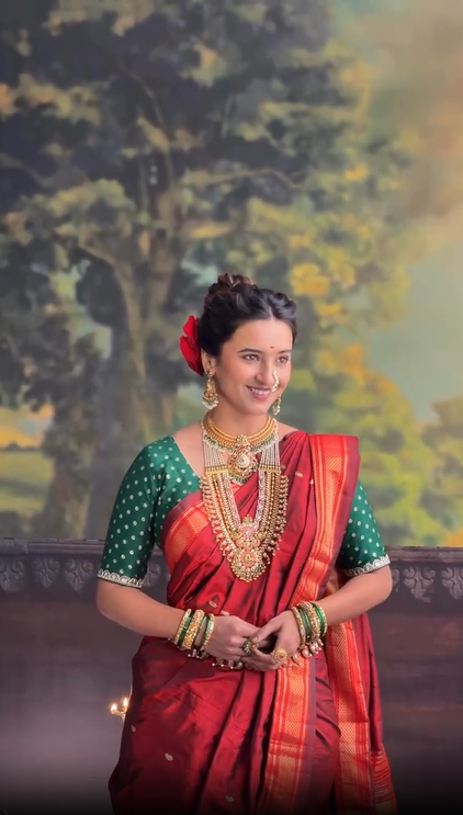 Shivani Surve Paithani Nauvari Saree Look