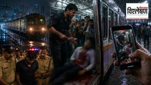 Illustration representing the Mumbai local train murder case in which a young passenger was killed after a dispute over closing the compartment door during heavy rain.