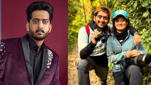 Amey Wagh with his wife Sajiri Deshpande