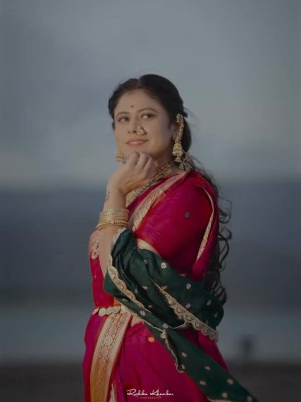 Ashwini Mahangade red nauvari saree video
