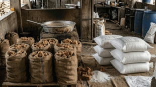 FDA Pune raid on jaggery factory in Daund | Adulterated gul seized in Pune district | Sugar mixing in jaggery production Maharashtra | Food and Drug Administration Pune action updates
