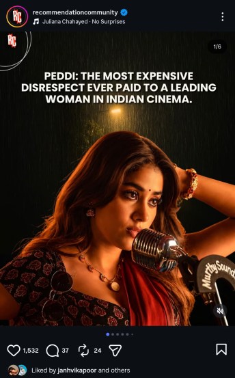 jahnvi kapoor likes peddi trolling post