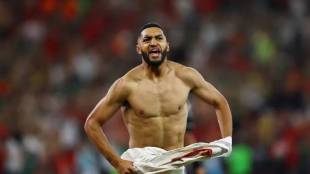 Morocco's Ismael Saibari celebrates