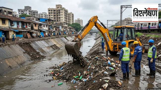 Mumbai monsoon pre drainage cleaning bmc news | Mumbai flood threat indrayani narvekar loksatta | BMC nala safai contractor controversy mumbai | BJP Amit Satam bmc nala safai statement