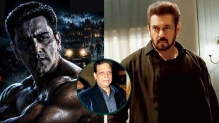 Actor Salman Khan and actors Govind Namdev, Sonu Mishra walking out of Kala Heeran movie