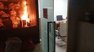 Thane municipal corporation fire accident urban development department | Shiv Sena UBT leader Kedar Dighe protest TMC fire | NCP Sharad Pawar faction Manoj Pradhan corruption allegations | Thane corporation office files forensic investigation demand