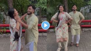 Veen Doghantli Hee Tutena actors Rohini Naik as Chingi and Harish Thorat as Anshuman dancing together