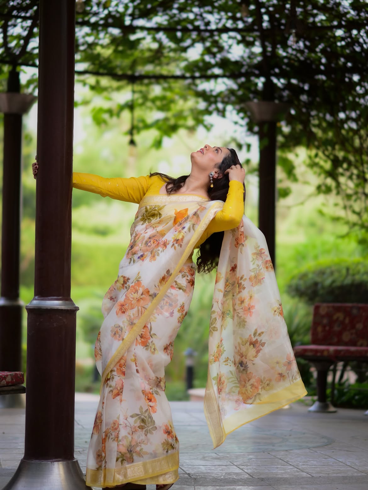 Girija Oak yellow saree photoshoot