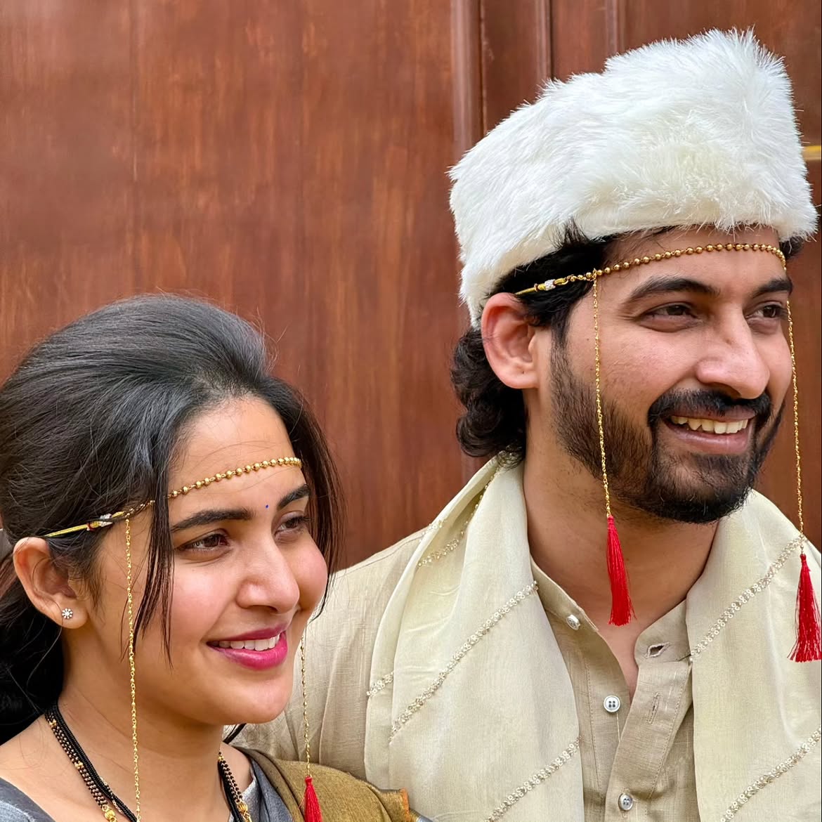 Anushka Sarkate and Nikhil Chavan visit Jejuri on bullet