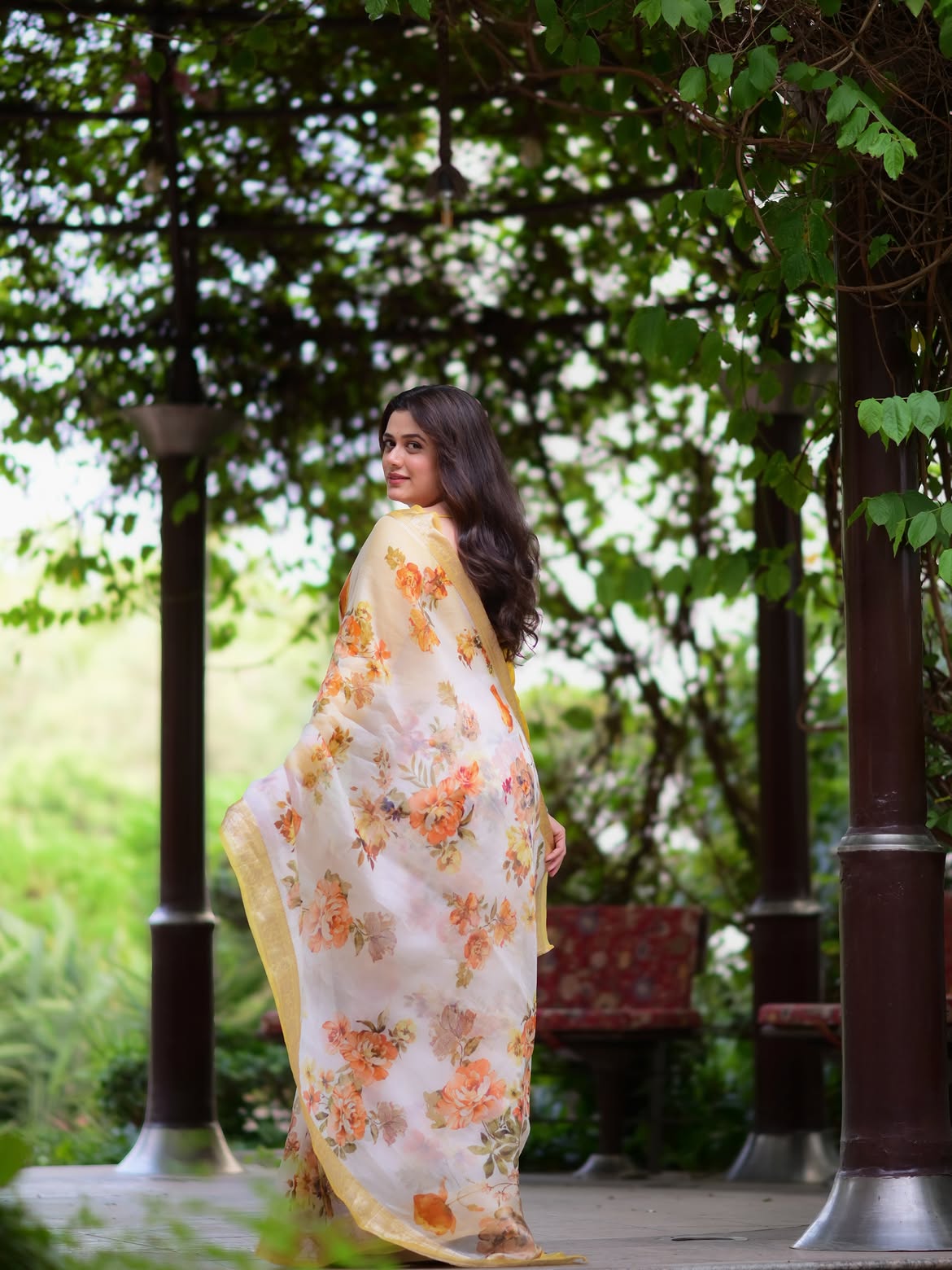 Girija Oak yellow saree photoshoot