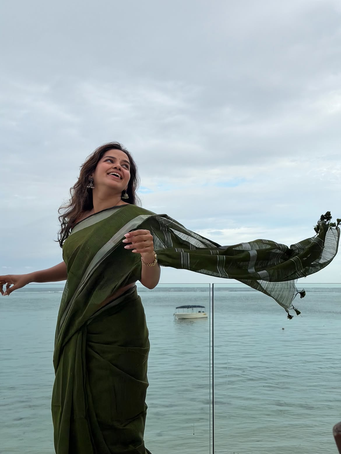 Titeekshaa Tawde green saree photos