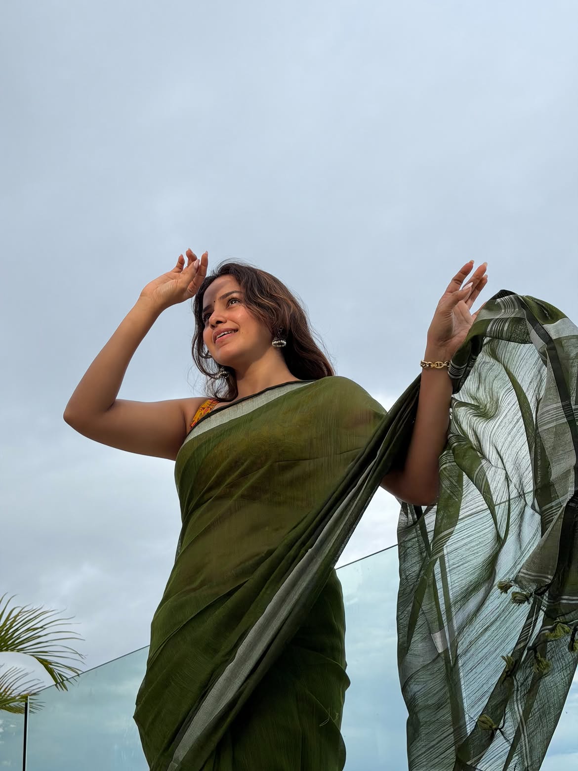 Titeekshaa Tawde green saree photos