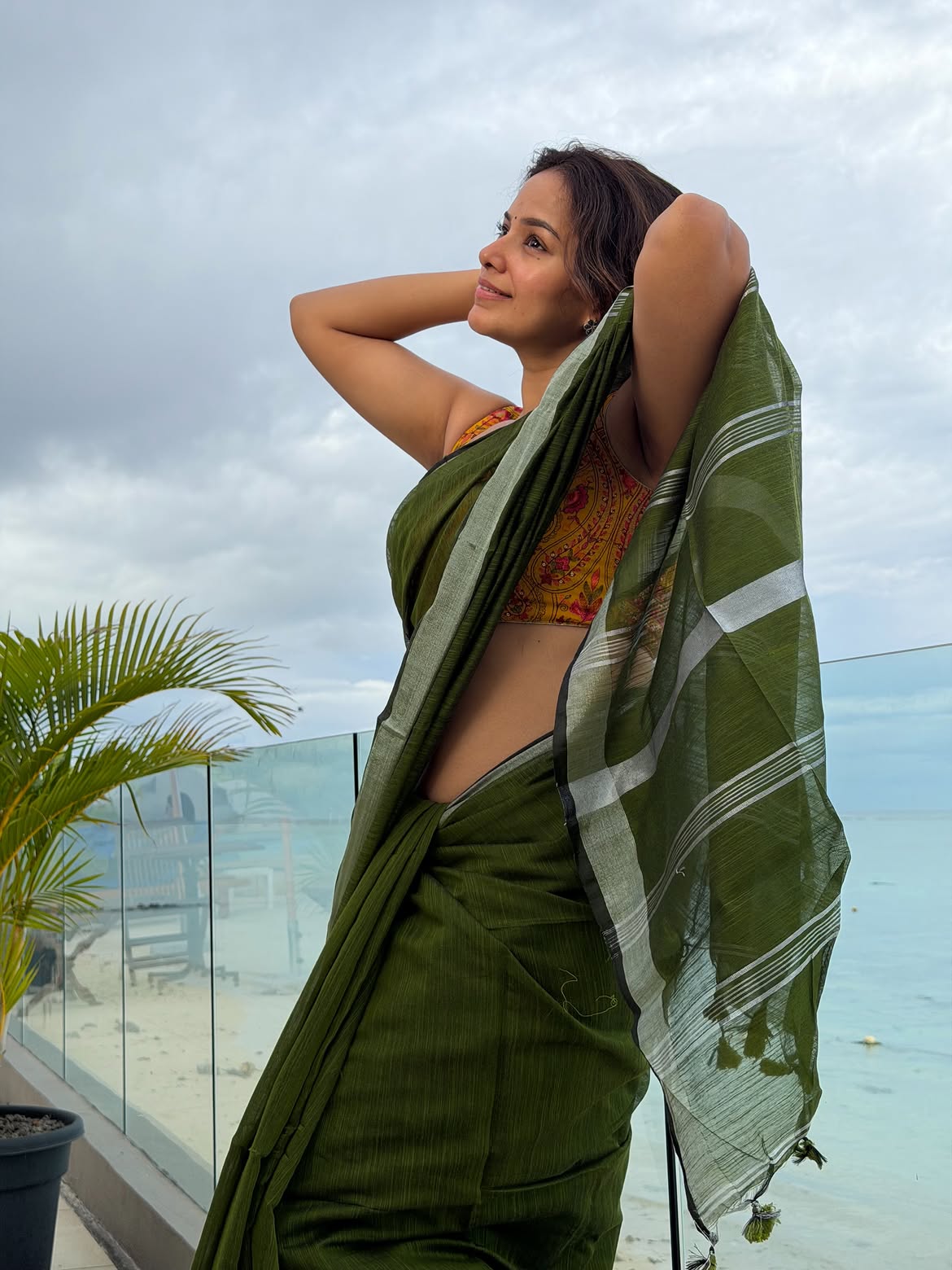 Titeekshaa Tawde green saree photos