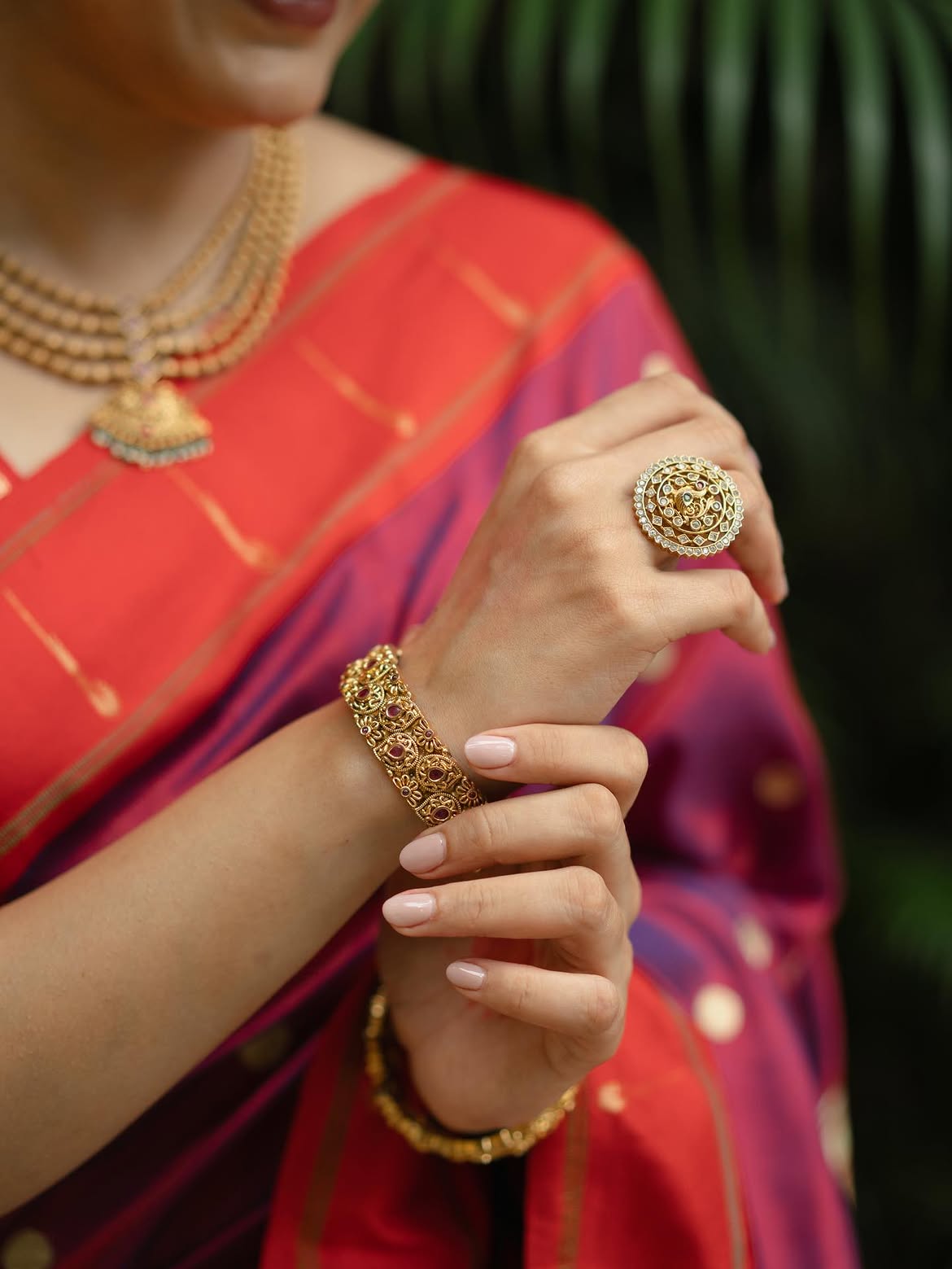 Vaidehi Parshurami purple saree look