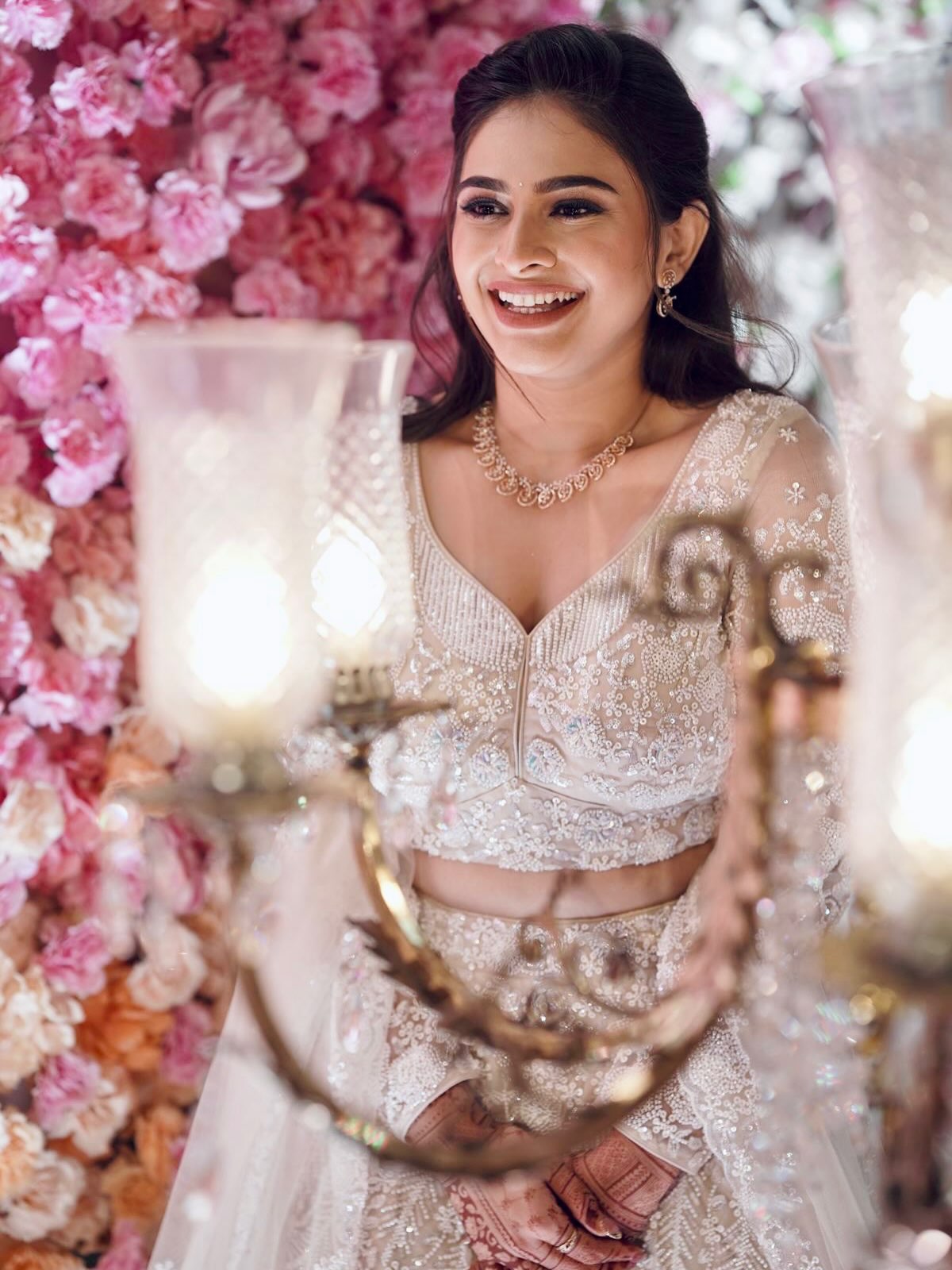 Aishwarya Shete white lehenga style
