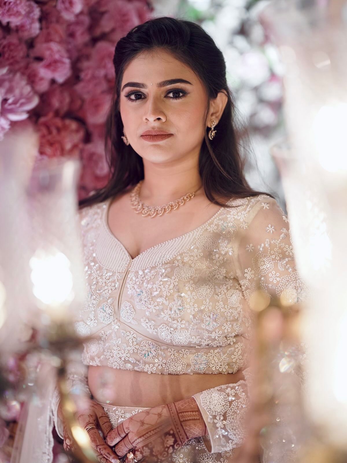 Aishwarya Shete white lehenga style