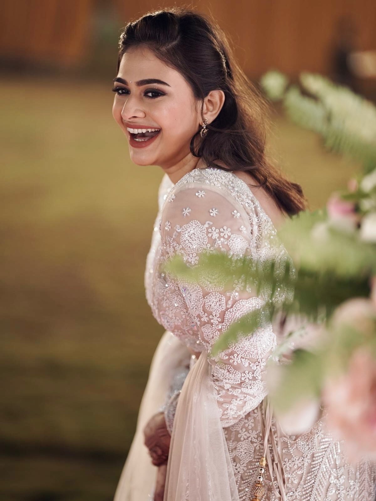 Aishwarya Shete white lehenga style