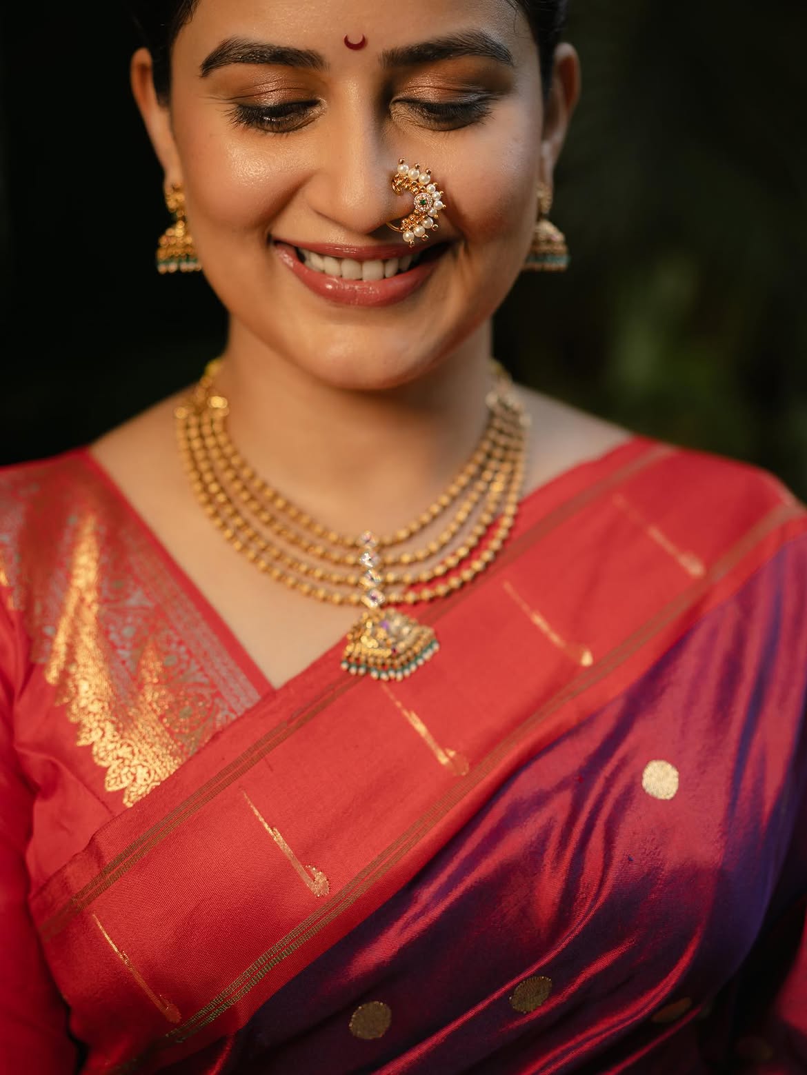 Vaidehi Parshurami purple saree look