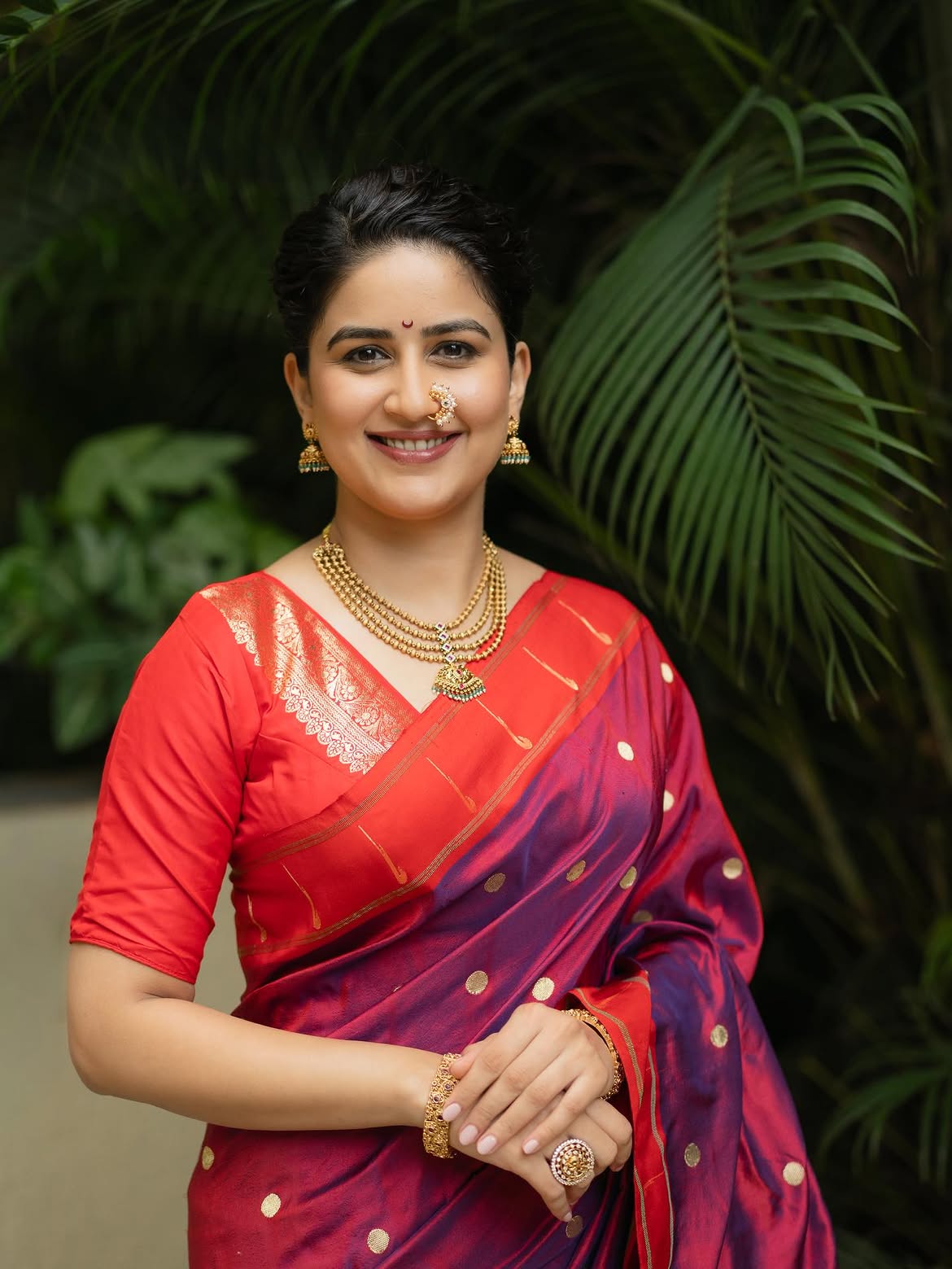 Vaidehi Parshurami purple saree look