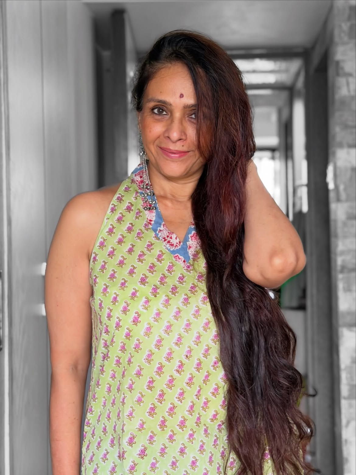 Aishwarya Narkar green halter neck kurta look