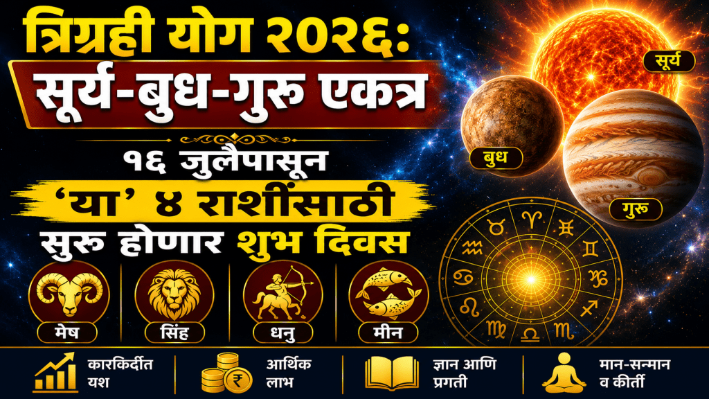 Trigrahi Yoga 2026 Sun-Mercury-Jupiter together Auspicious days will start for these 4 zodiac signs from July 16 Trigrahi Yoga 2026 Sun-Mercury-Jupiter together Auspicious days will start for these 4 zodiac signs from July 16