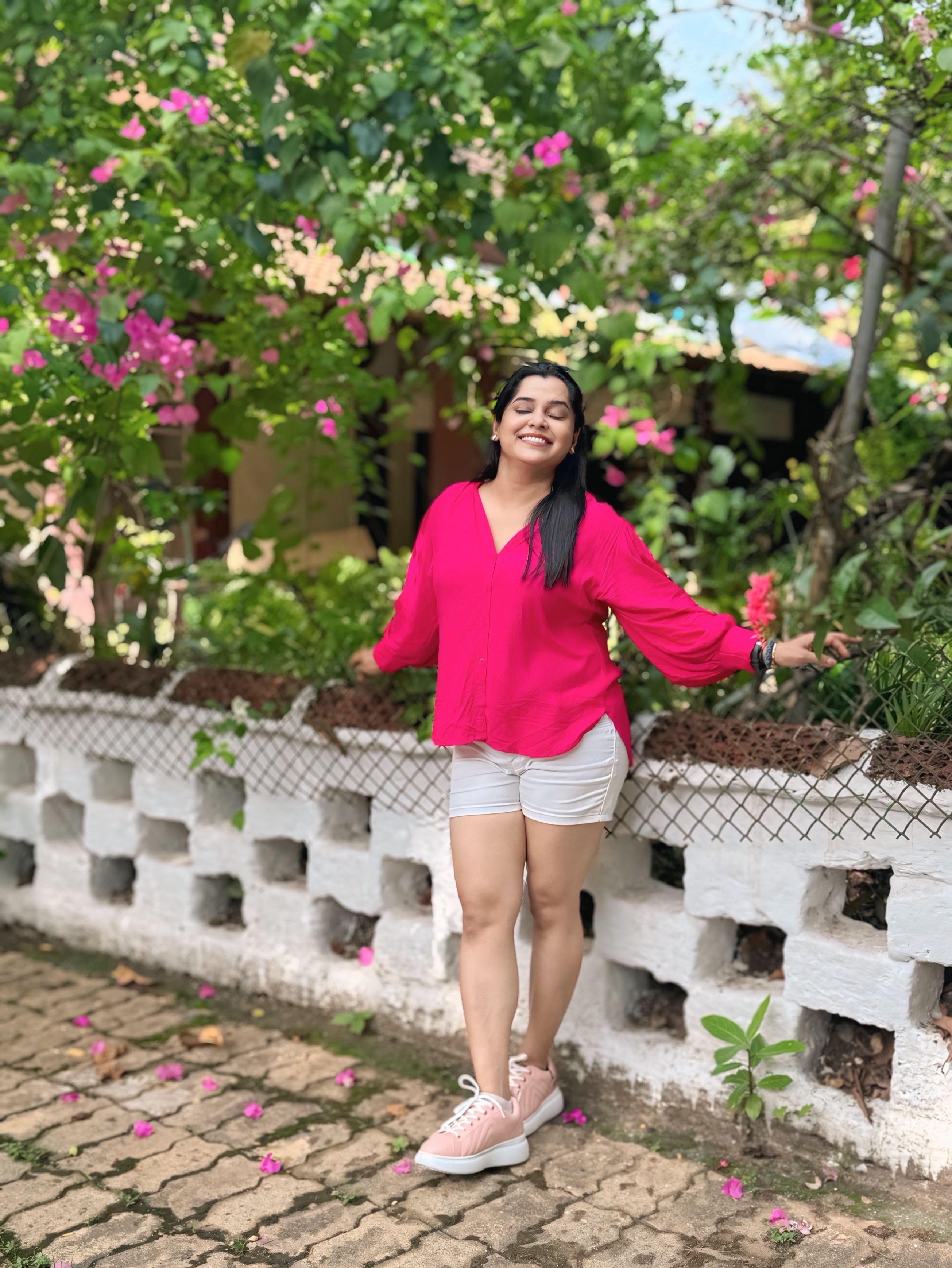 Chetana Bhat Pink Top Shorts Look
