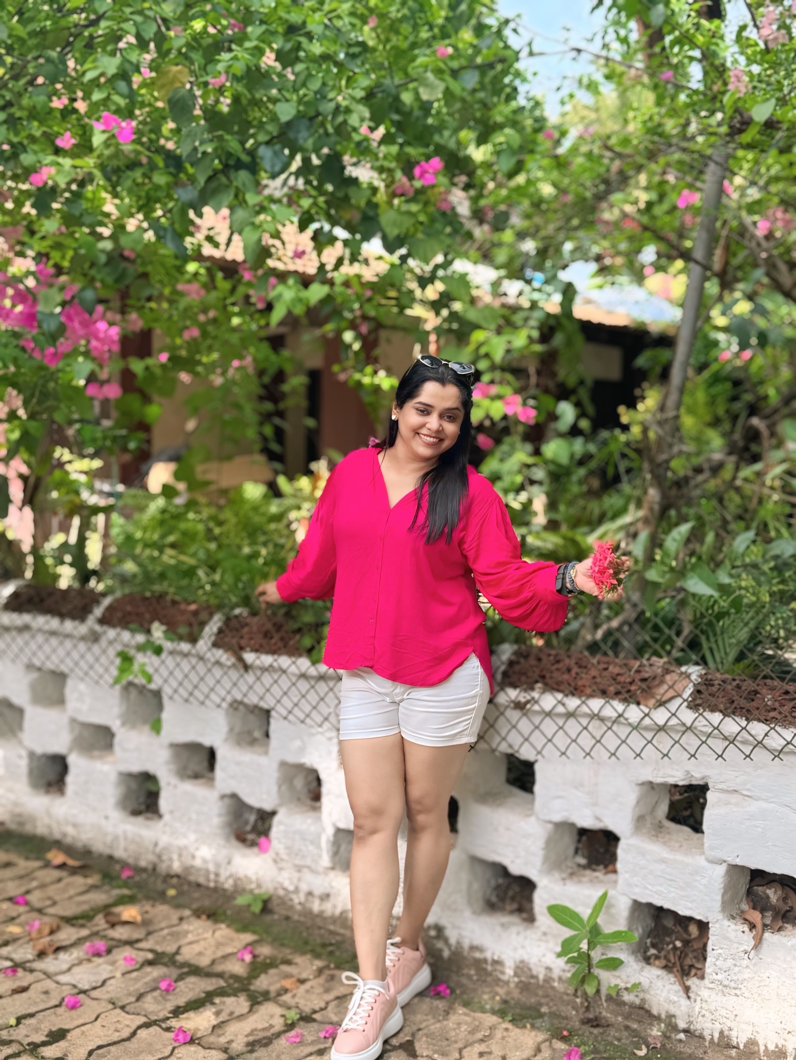 Chetana Bhat Pink Top Shorts Look