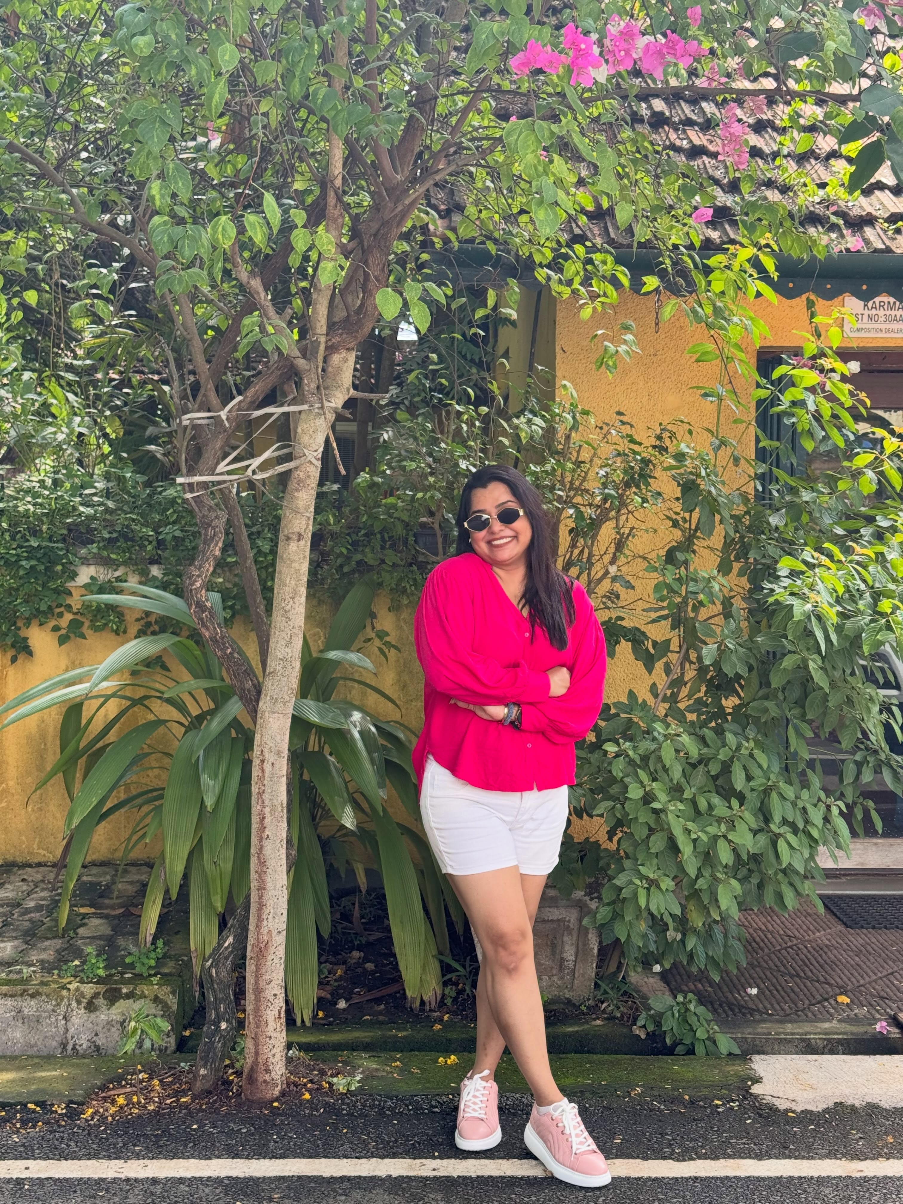 Chetana Bhat Pink Top Shorts Look