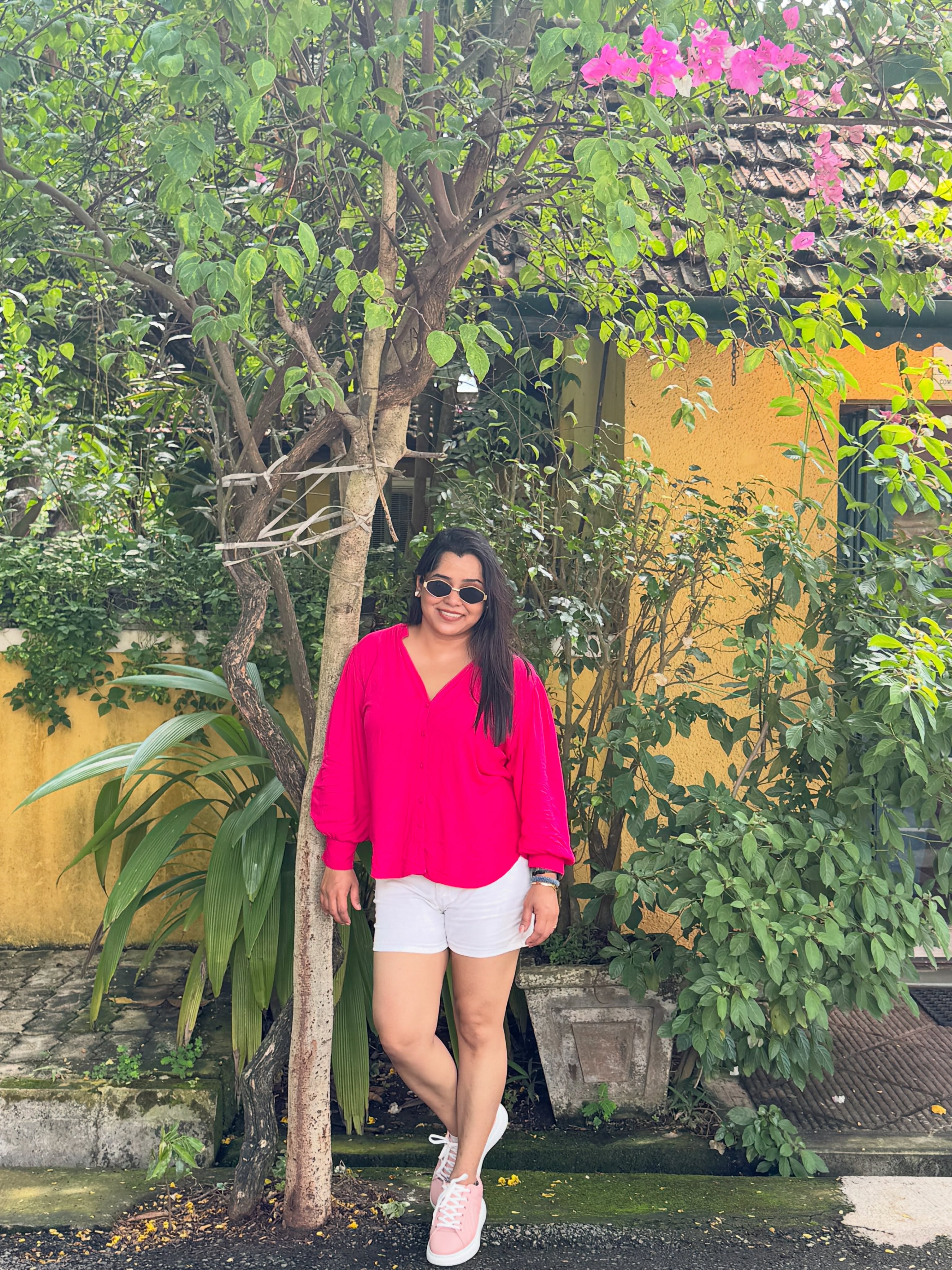 Chetana Bhat Pink Top Shorts Look