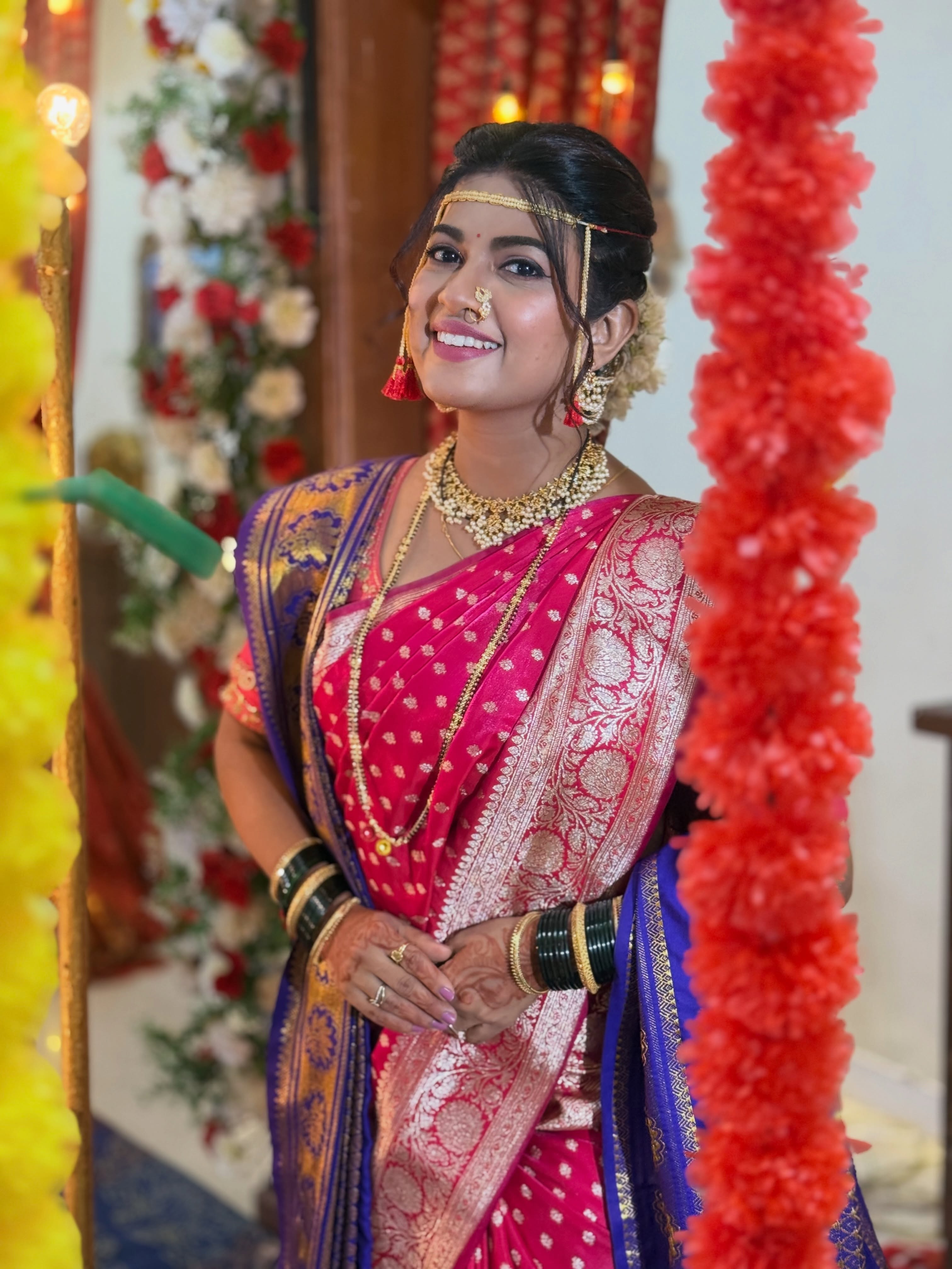 Dhanashri Kadgaonkar Pink Saree Look