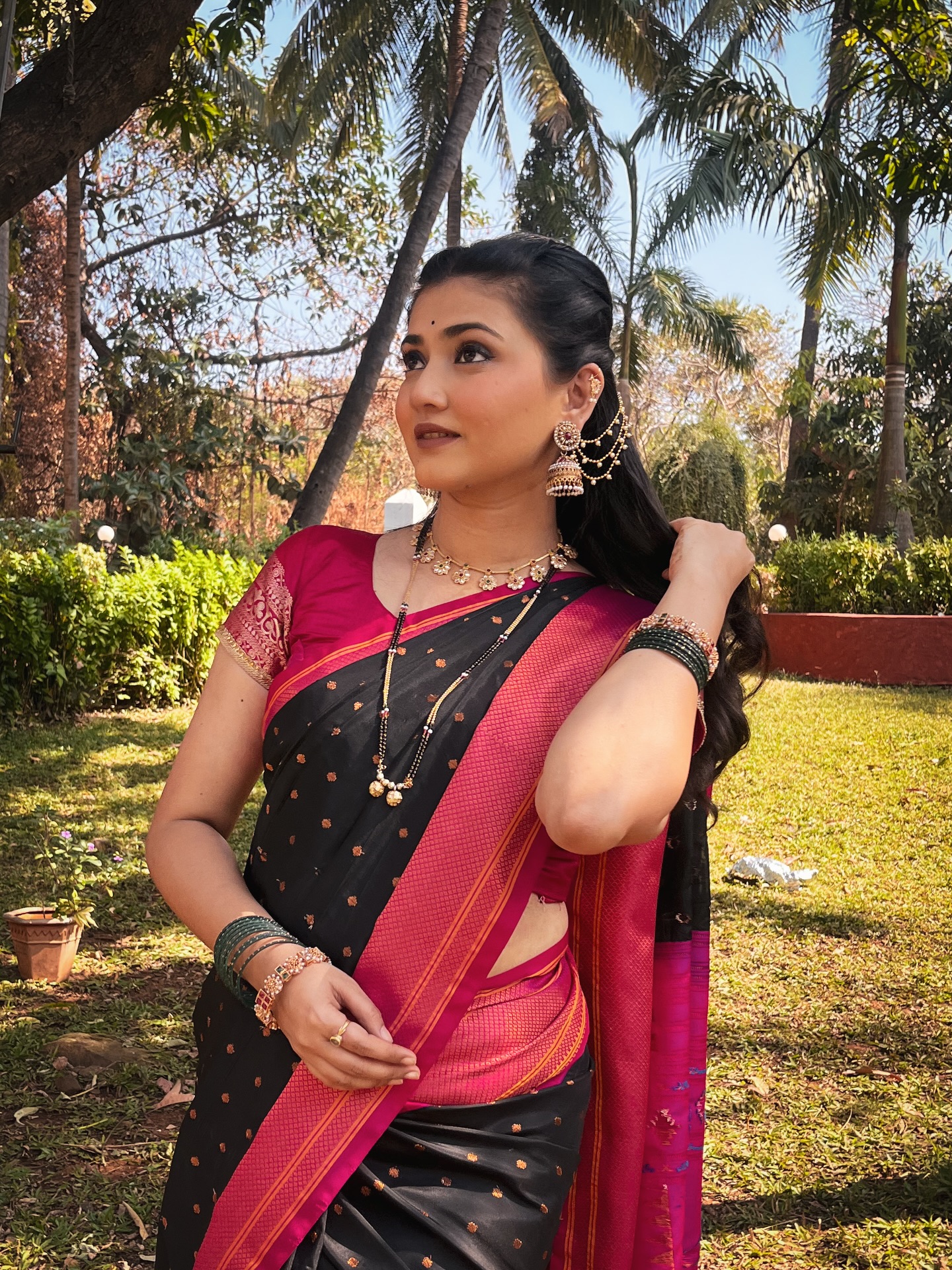 Dnyanada Ramtirthkar Green Saree Look