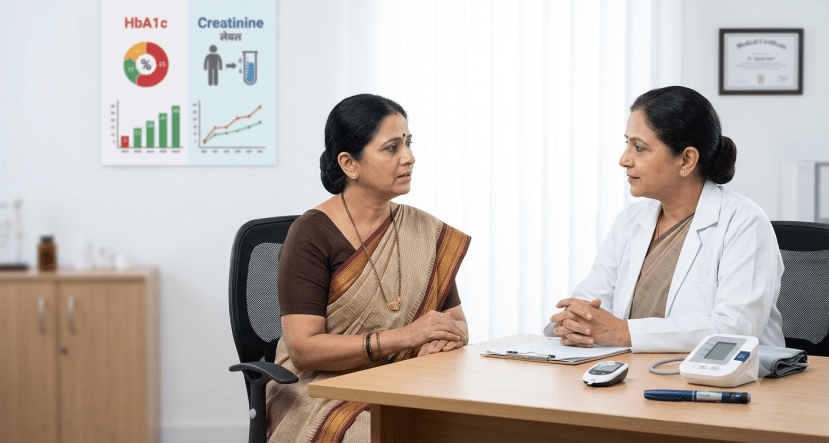 Diabetes Test List for sugar patients in Marathi | Tracking HbA1c Creatinine Levels for kidney health | मधुमेहासाठी आवश्यक चाचण्यांची यादी | रक्त तपासणी आणि वाढलेले क्रिएटिनिन नियंत्रण
