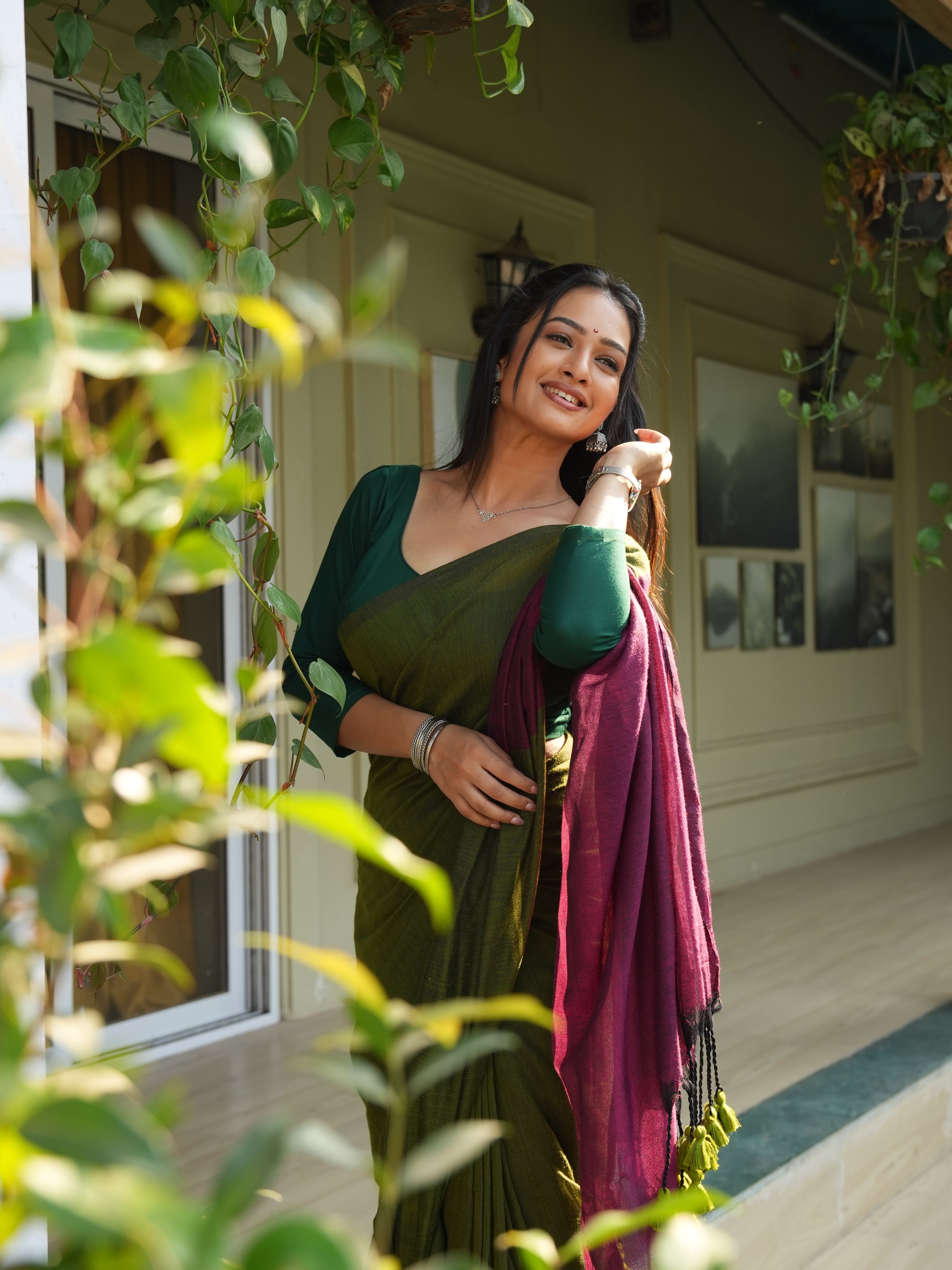 Girija Prabhu Pink Saree Look