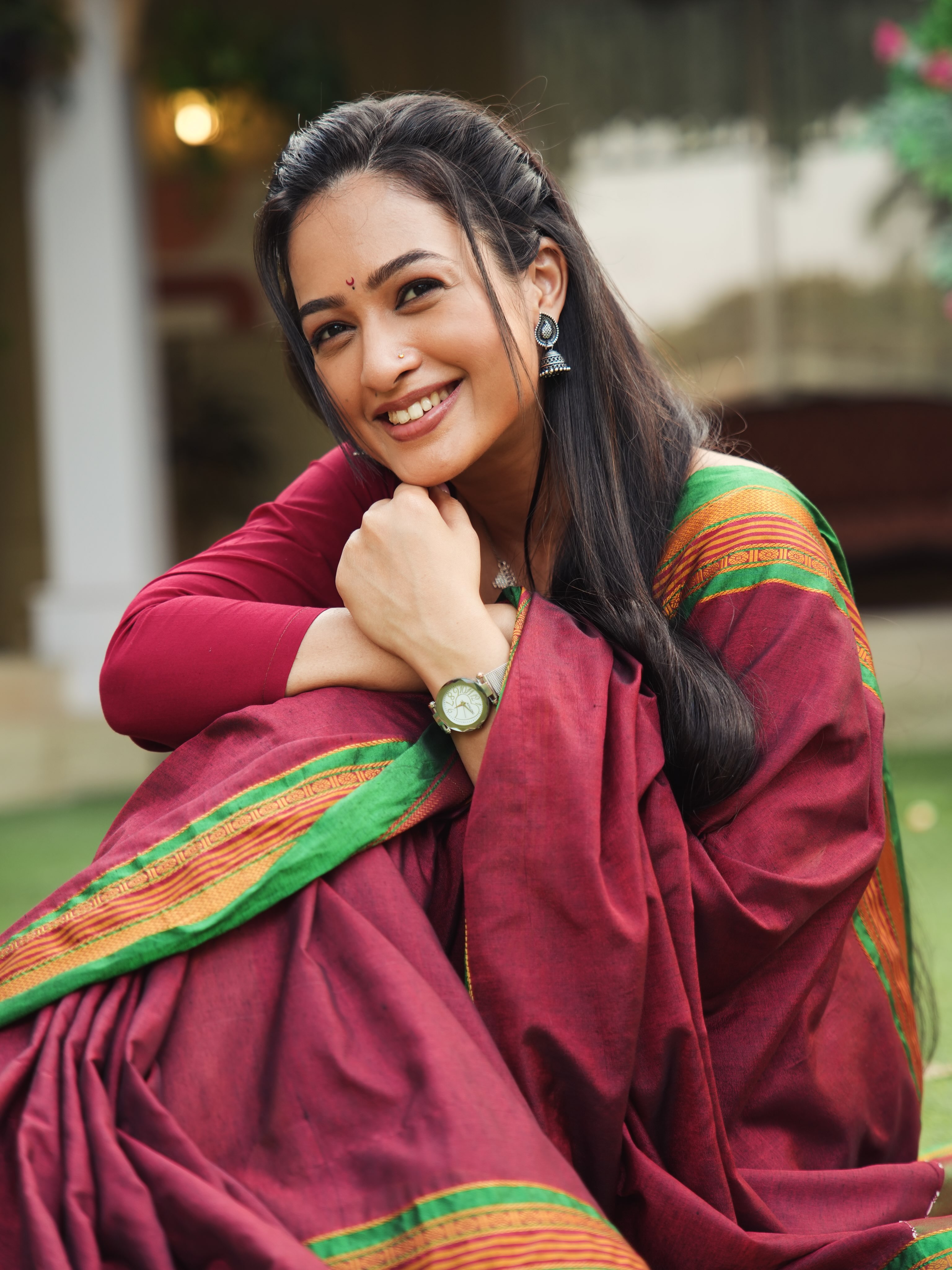 Girija Prabhu Pink Saree Look