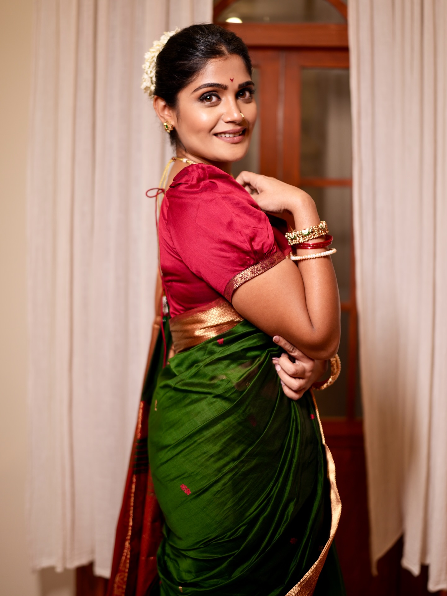Isha Keskar Green Saree Look