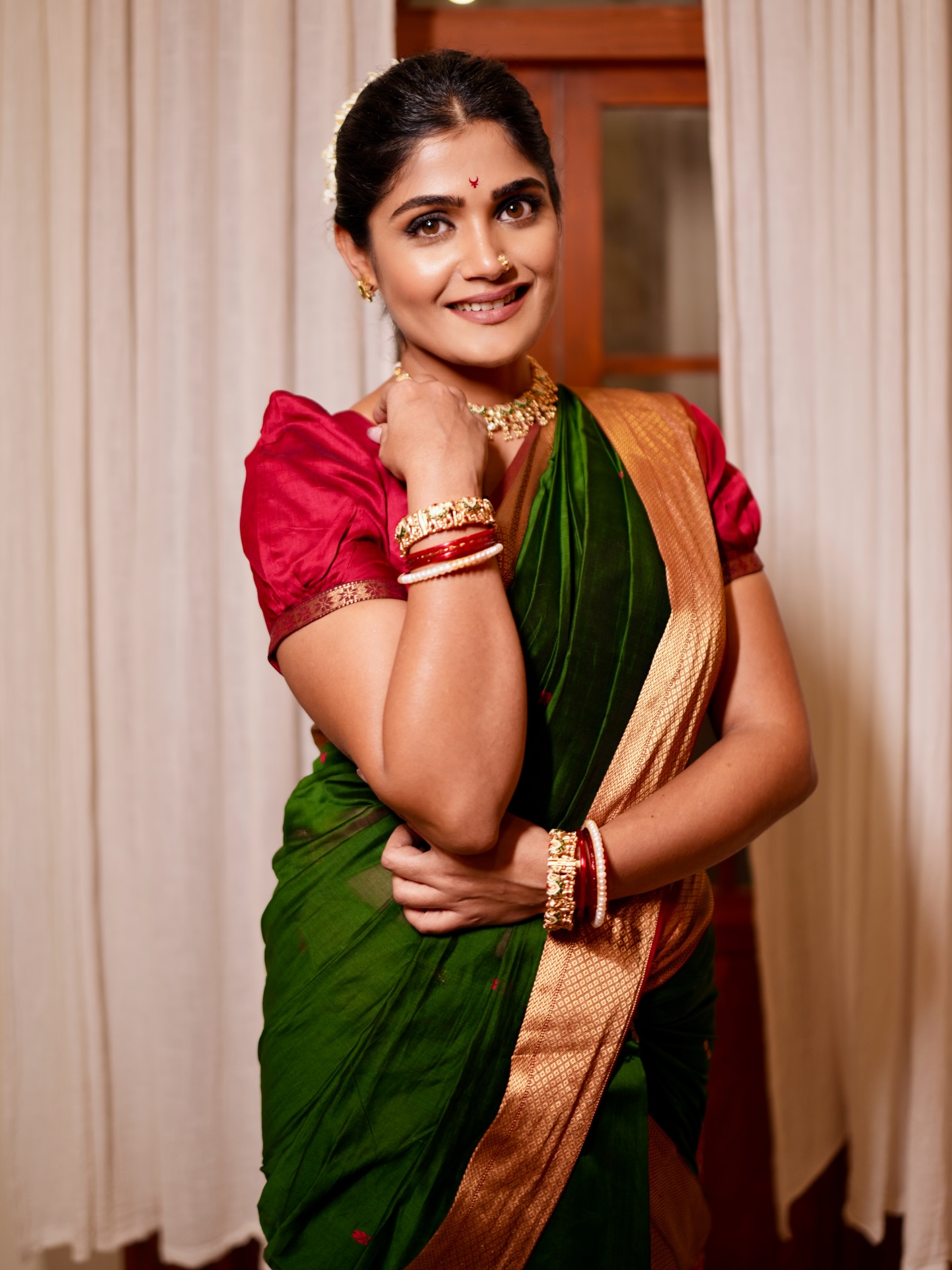Isha Keskar Green Saree Look