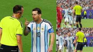 Lionel messi heated exchange with referee during arg vs sui match said speak to me properly dont disrespect video