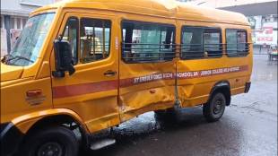 Nagpur school van accident Panchsheel Chowk | Aapli Bus hits school van Nagpur | St Ursula school students injured Nagpur accident | Nagpur crime civic news updates
