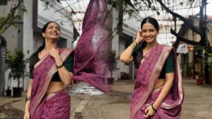 Vallari Viraj purple saree look