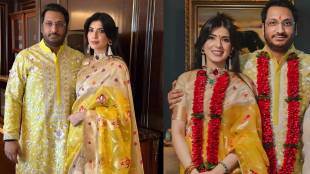 Kayinaat Dara engagement yellow saree look photos