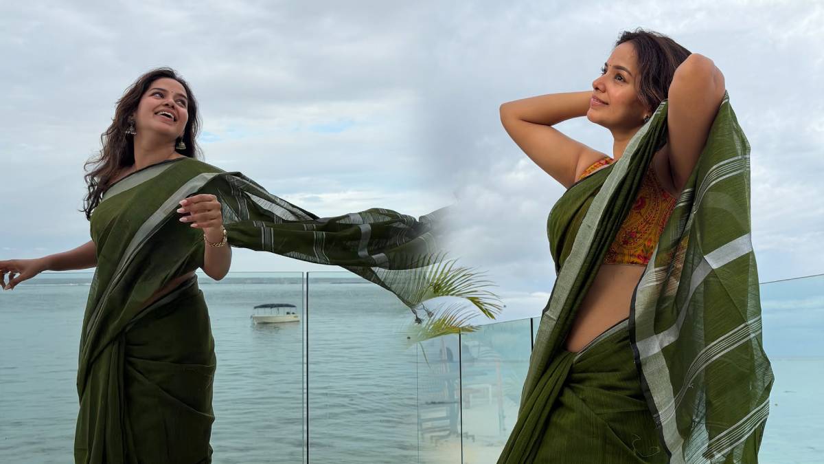 Titeekshaa Tawde green saree photos