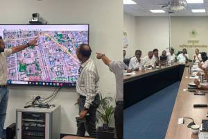 Vasai Virar flood prevention joint meeting | VVCMC Commissioner Prithviraj BP railway culvert cleaning | Mayor Ajiv Patil flood control fund | Vasai railway track waterlogging monsoon damage Maharashtra