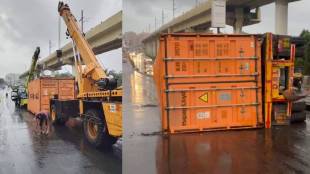 ghodbunder road traffic jam news | patlipada bridge container accident thane | thane traffic update today | ghodbunder road accident update