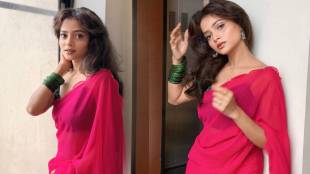 Shivali Parab pink saree photos