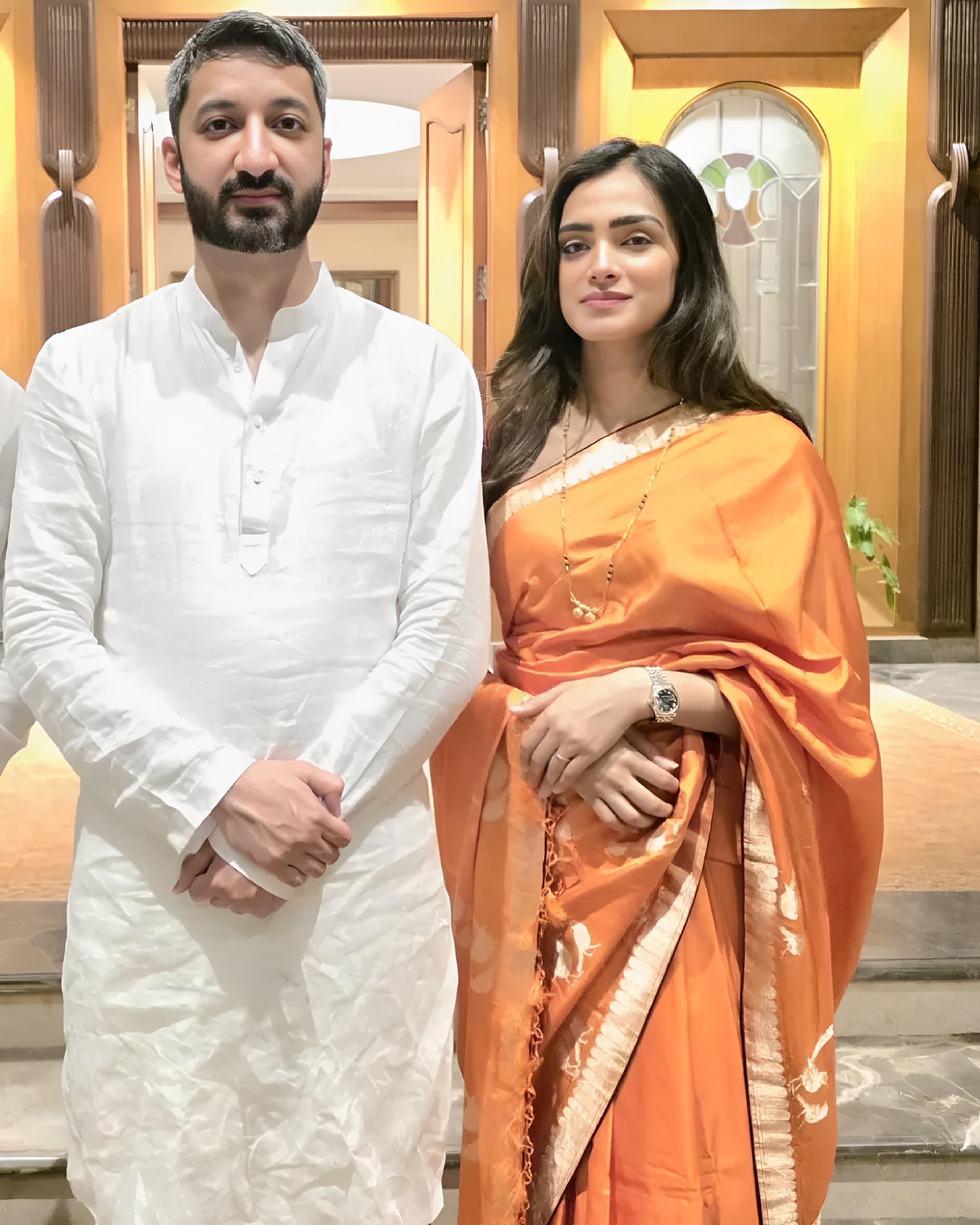 Jay Pawar and wife Rutuja Pawar take palkhi darshan in Baramati