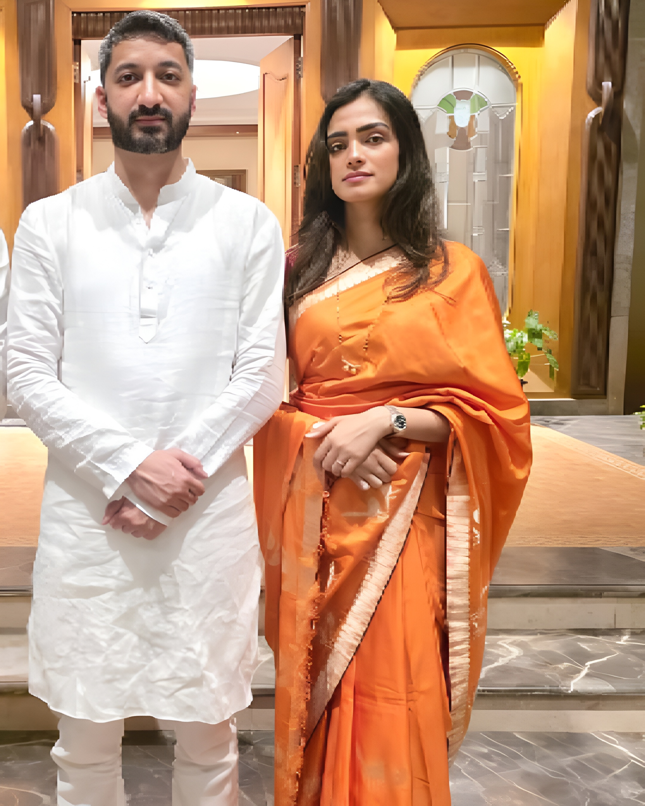 Jay Pawar and wife Rutuja Pawar take palkhi darshan in Baramati